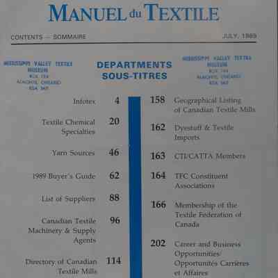 Textile Manual 1989 : Canadian Textile Journal, July 1989.