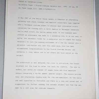 Review of "Norwegian Immigrant Clothing and Textiles"