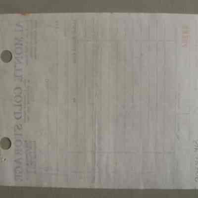 Almonte Cold Storage receipt for Len Fulton