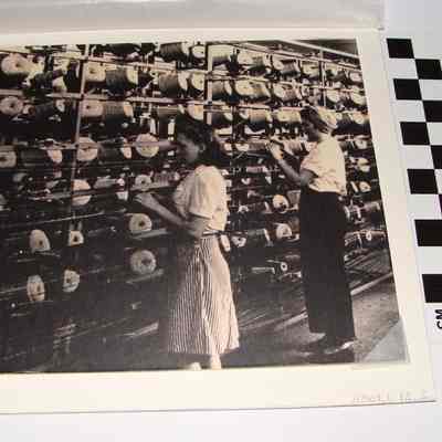Jean Coe and Lorna Cordie at Warping Machine