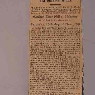 Newspaper clipiing of Auction Sale in Blakeney