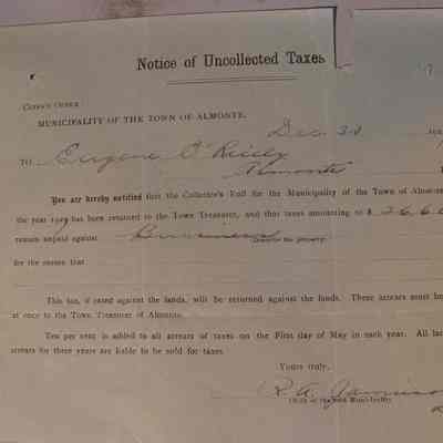 Notice of Unpaid Taxes for Eugene O'Reilly, Almonte