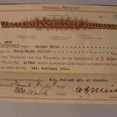 Insurance reciept for the Knight Brothers
