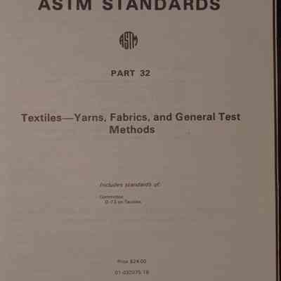 1975 annual book of ASTM standards : Part 32: Textil-yarns, fabrics, and general testing methods.