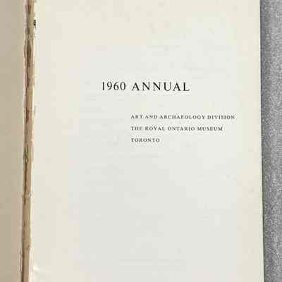 1960 Annual: Art and Archaeology Division - Inside Cover Title Page: Open book showing the title page that reads "1960 Annual" from the Art and Archaeology Division of The Royal Ontario Museum, Toronto.