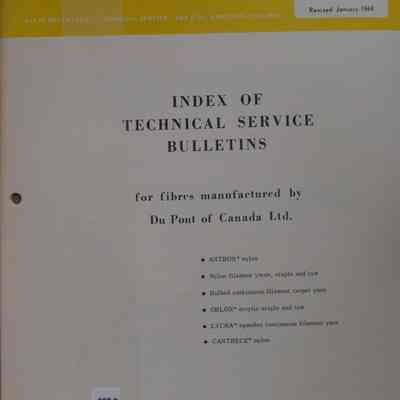 Technical service bulletin : Index of technical service bulletins.