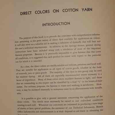 Direct colors on cotton yarn.