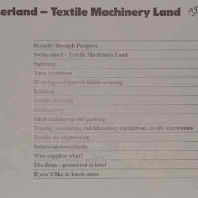 Switzerland-textile machinery land / Editor: Swiss Assoication of Machinery Manufactures (VSM).