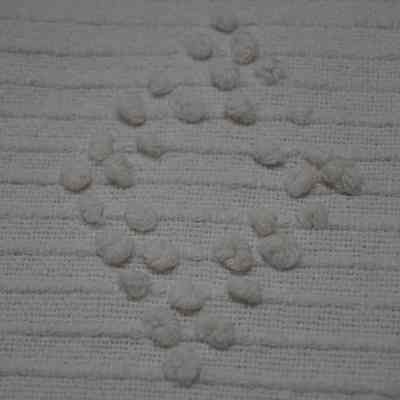 Up close photo of the knotting on the fringe of the bedspread: Origsize: 91.5cmX15.5cm; Origformat: Artifact