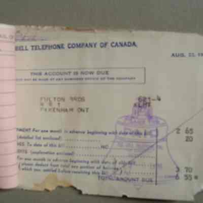 Bell Telephone Company of Canada bill for Fulton Bros.