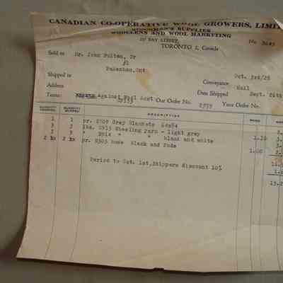 Canadian Co-operative Wool Growers Invoice