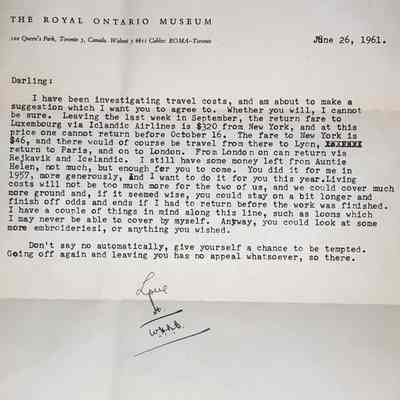 Letter from Harold Burnham to his wife Dorothy, 1961