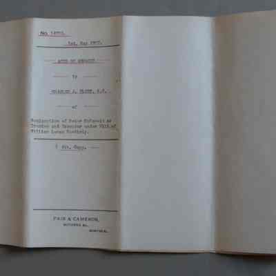 Act of Deposit by Charles J. Fleet, K. C.