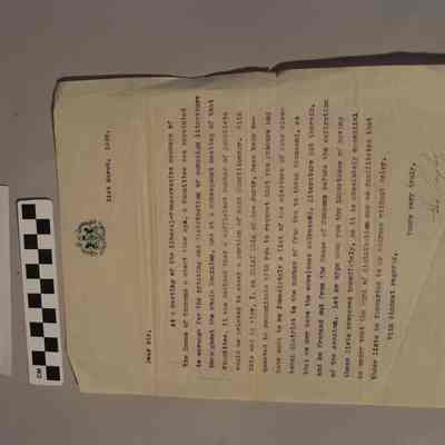 Letter by George Taylor, House of Commons