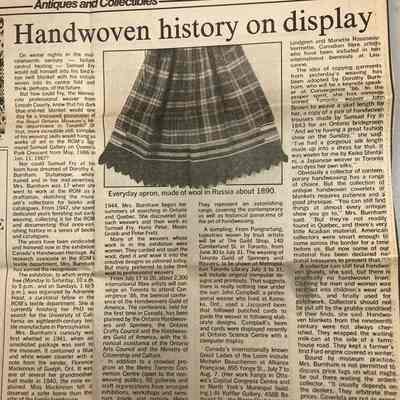 Clipping: “Handwoven history on display”
