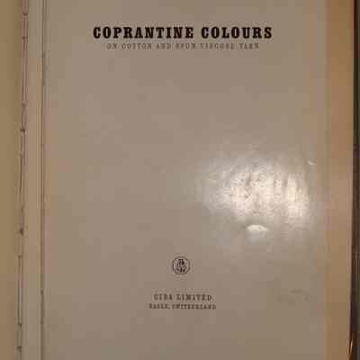 Coprantine colours on cotton and spun viscose yarn.