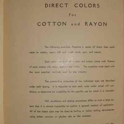 Direct colors for rayon and cotton.