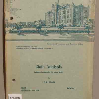 Cloth analysis : 6021 (replaces 503 and 504) / By I.C.S. Staff.