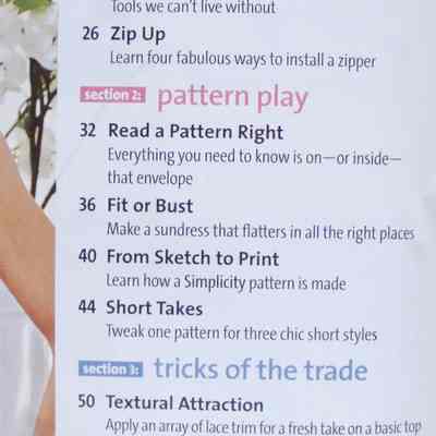 Sew Stylish Spring 2009 Index
