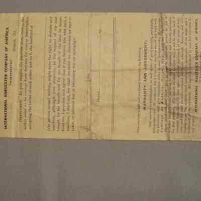 Receipt from International Harvester Co