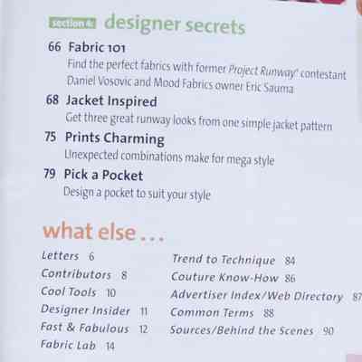 Sew Stylish Spring 2009 Index
