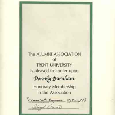 Membership in Trent University Alumni Association