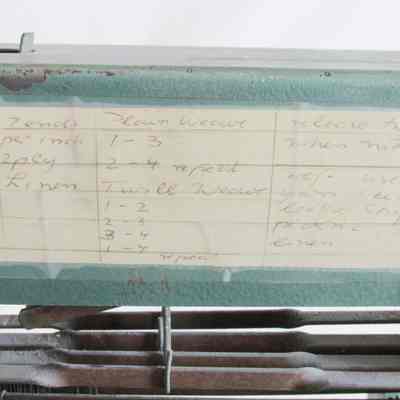 Detail of instructions taped to loom