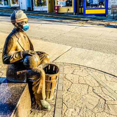 James Naismith Statue with Mask