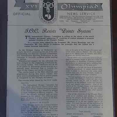 1956 Olympic Newsletter