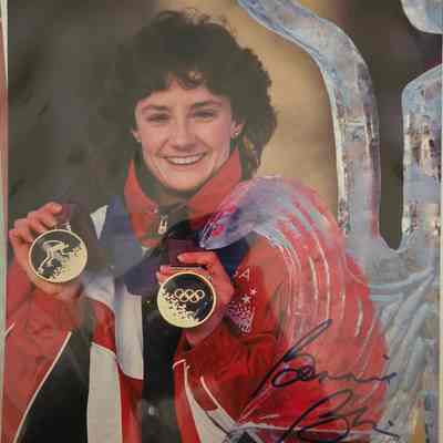 Blair, Bonnie Photo Album with Olympic Card and Autographed Photo