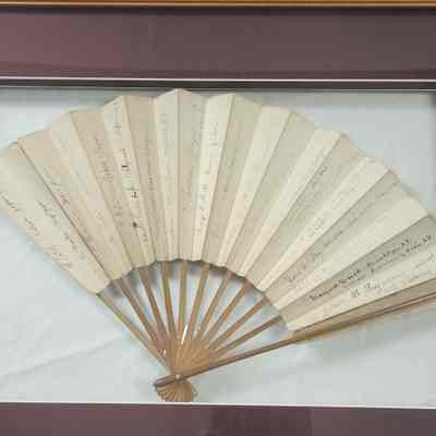 Autographed framed Fan from 1924 Olympics in Paris, France signed by 52 athletes