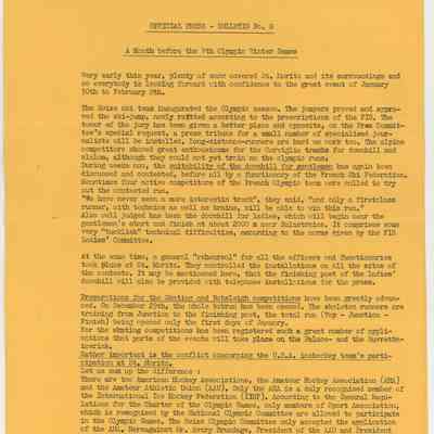 1948 St. Moritz Olympics Press Bulletin