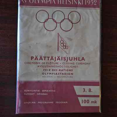 1952 Helsinki Olympics Programs; Swimming and Closing Ceremonies; and Welcome Guide