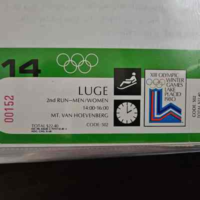 1980 Lake Placid Luge Ticket