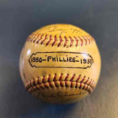 1950 Phillies N.L. Champions; Dick Sisler, Robin Roberts, Jim Konstanty, Stan Lopata, Ken Silvestri, Curt Simmons, Dick Whitman, Andy Seminick and others