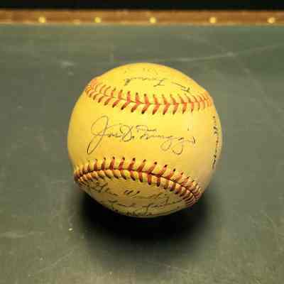 DiMaggio, Joe; Frank Crosetti, Charlie Sullivan, Ed Lopat, Casey Stengel, Bobby Brown, Tommy Byrne, George Stevenson, Yogi Berra, Gene Woodling, Tom Henrich, Charles Keller, Ralph Buxton, Bill Johnson, Clarence Marshall, Gus ?? And Phil Rizzuto