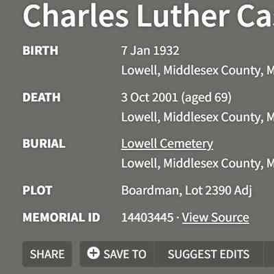Charlie's FindaGrave entry: https://www.findagrave.com/memorial/14403445/charles-luther-cashin