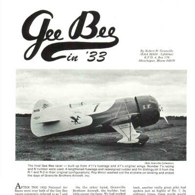 The Gee Bee in '33 by Robert Granville
