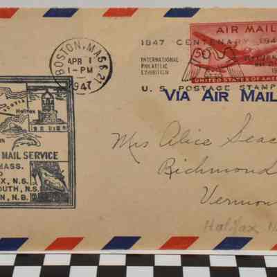 1947 Envelope Celebrating First Air Mail Service from Boston to Halifax