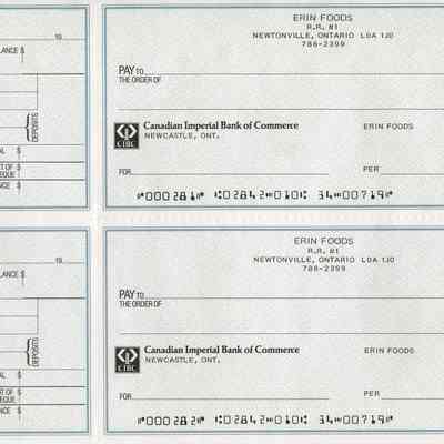 Erin Foods Blank Cheques