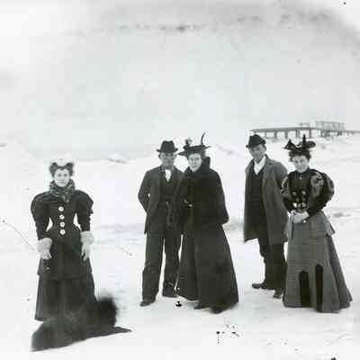 Port Granby 1890s - People and dog on ice