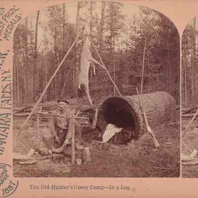 The Old Hunter's Cosey Camp - in a Log.