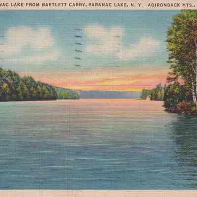 Upper Saranac Lake from Bartlett Carry, Saranac Lake, N. Y. Adirondack Mts.