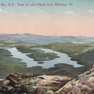Adirondack Mts., N.Y. View of Lake Placid from Whiteface Mt.