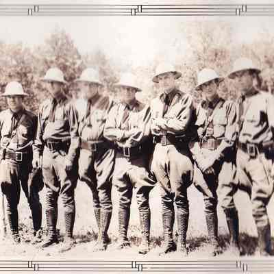 New England Sportsmen's Rendevous [sic] Lake Maranacook, ME, July 1935. Massachusetts Game Wardens. Pistol Team. 4th Place.