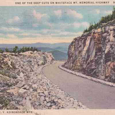 One of the Deep Cuts on Whiteface Mt. Memorial Highway, Lake Placid, N. Y. Adirondack Mts.