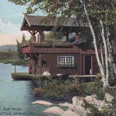 Adirondack Mts., N. Y., Boat House, Ampersand Golf Club, Saranac Lake.