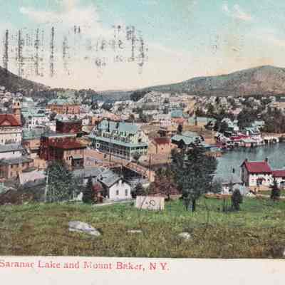 General View of Saranac Lake and Mount Baker, NY.