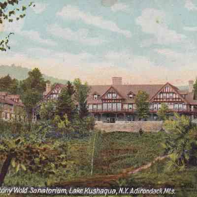 View from Lake, Stony Wold Sanatorium, Lake Kushaqua, N.Y. Adirondack Mts.