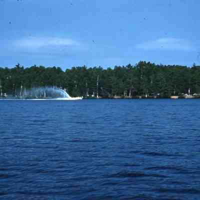 "Fish tail" spray from an outboard.